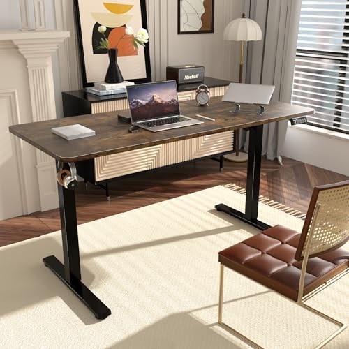 55"x24" Standing Desk, Height Adjustable Sit-Stand Home Office, Brown