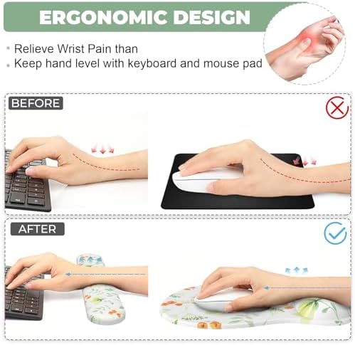 AKIT Ergonomic Mouse Pad with Wrist Support & Keyboard Wrist Rest Set