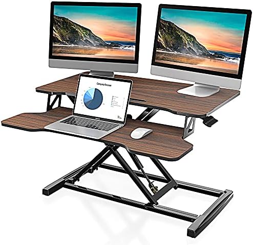 FITUEYES Height Adjustable Standing Desk 32” Wide Sit to Stand Converter