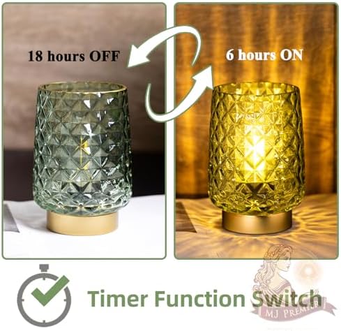 MJ PREMIER Battery Operated Lamp Small Cordless Lamp with Timer Green