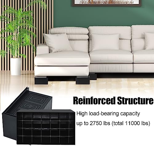 MYMULIKE Bed Risers 5 inch, 8 Pack Oversized Extra Large 7x4inch Post, 11000lbs Heavy Duty Couch Risers, L Shape Wide Opening Extra Large Furniture Risers for Bed, Couch, Sofa, Table, Chair