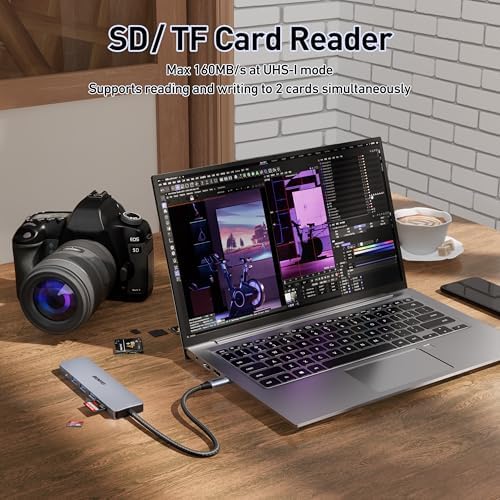 BENFEI USB C HUB 7-in-1 with HDMI(4K@60Hz,Certified), 100W Power Delivery, 3*USB 3.0, SD/TF Card Reader(160MB/s) Compatible with iPhone 15 Pro/Max, MacBook, iPad Pro, iMac, S23, XPS17