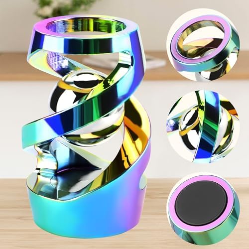 Upgraded Kinetic Spinning Desk Toy, Stress Relief Gadget, Rainbow