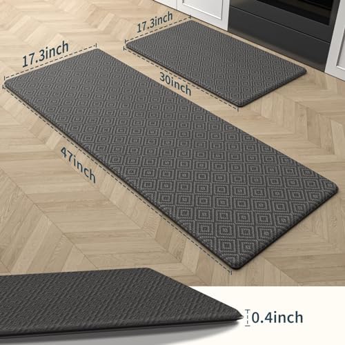 Kitchen Mat 2PCS Kitchen Rugs Cushioned Anti-Fatigue Rug Standing Desk Mat