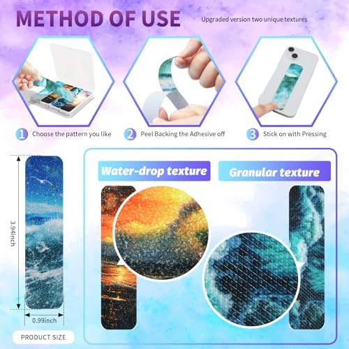 48 Pieces Anxiety Sensory Stickers with Storage Box - Sensory Strips 2 Textured Surface Adhesives Fidget Strips for Office & Classroom Desk Relieve Adult & Teen Stress (Ocean Style)