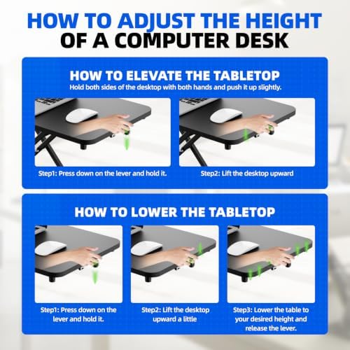 Standing Desk Converter Height Adjustable, Sit to Stand up Desk Riser Computer Workstation use in Laptop and Single Monitor Ergonomic Desktop Workstation for Home Office - Black