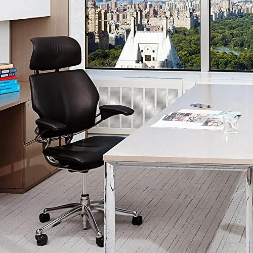 Humanscale Freedom Office Chair with Headrest - Ergonomic Work Chair with Standard Height Adjustable Duron Arms - Wheels for Carpet - Graphite Frame with Driftwood Corde 4 Fabric