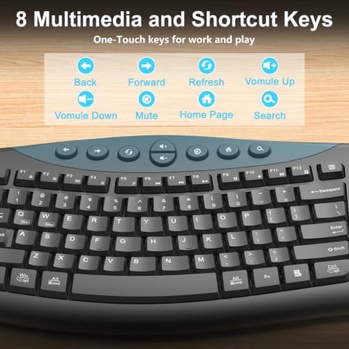Wireless Keyboard and Mouse Combo, Quiet Ergonomic Curved Keys(Graphite)