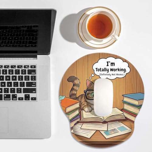 Britimes Ergonomic Mouse Pad with Wrist Support, Reading Cat