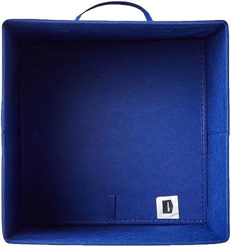 Amazon Basics Collapsible Fabric Storage Bins with Handles, Cube Organizer for Home Organization, 10.5"x10.5"x11", Navy, 6 Count (Pack of 5)