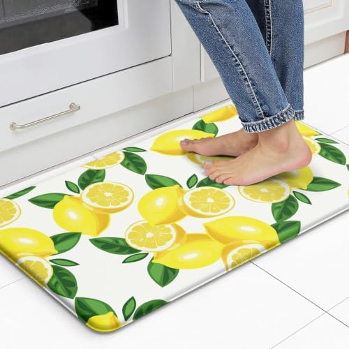 Lemon Kitchen Decor Kitchen Mat, Cushioned Anti Fatigue, Non-Slip