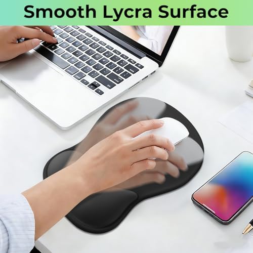 Gel Wrist Rest Mouse Pad, Ergonomic Mousepad with Wrist Support, Relieve Wrist Pain, Gaming Mousepad with Concave Design Cushion & Non-Slip PU Base, for Home Office Laptop Computer, Black