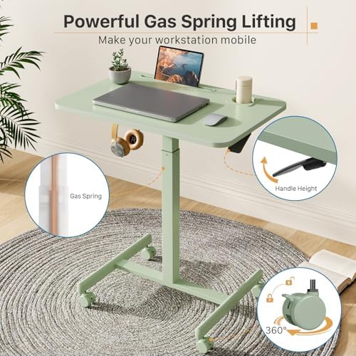 28” Rolling Standing Desk Height Adjustable with 4 Lockable Wheels