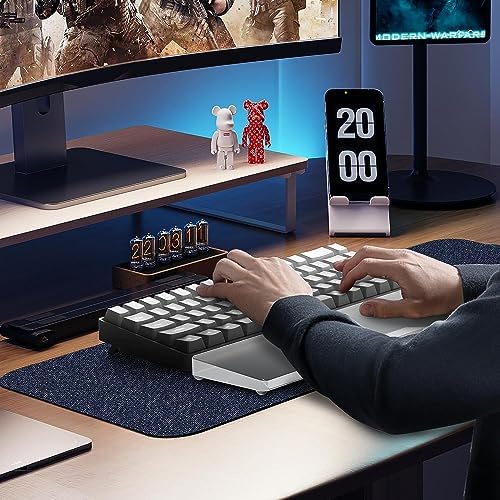 Acrylic Keyboard Wrist Rest Pro- Compact 60% Keyboard- Mechanical Keyboards Ergonomic Palm Rest for Computer Keyboard,Anti-Slip Base,Wrist Pad for Laptop,Office & Home-Easy Typing,Silver