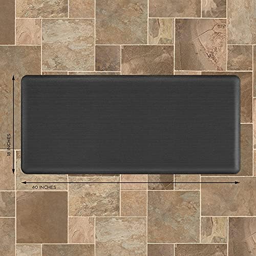 GelPro Designer Comfort Anti-Fatigue Kitchen Floor Mat - 18" W x 40" L (Grasscloth Charcoal)