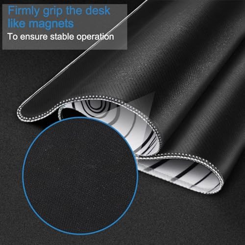 Large Mouse Pad 31.5 x 11.8 in,Mousepad with Stitched Edges,WhiteBlackLines