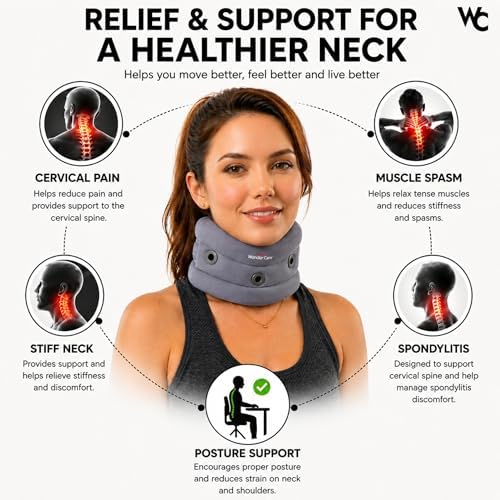 Wonder Care Neck Brace for Sleeping Cervical Collar Adjustable Neck Support Brace Relief Cervical Spine Pressure Ideal for Travel, Office Workers & Neck Injury Recovery, Large
