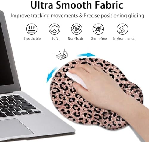 Britimes Ergonomic Mouse Pad with Wrist Support, Rose Leopard