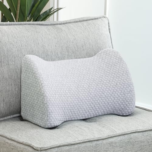 Lumbar Support Pillow Memory Foam Breathable Support for Office Chair, Car Seat, Sofa, Bed - Relieves Back, Spine, Neck Pain for Ergonomic Comfort Light Gray 18 * 11 * 7.5in