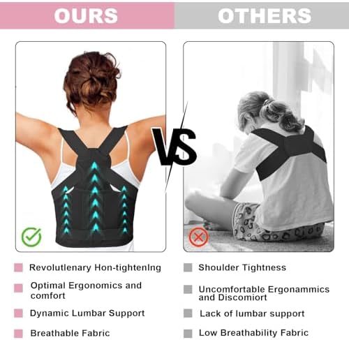 zhanghe Posture Corrector for Women and Men,4 In 1 Adjustable Full Back Brace,Posture Braces Can Relieve Upper and Lower Back Pain, Shoulder Braces for Hunchback,Scoliosis, Lumbar Spine, Spine(Black)
