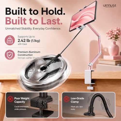 Urmust Portable Monitor Stand up to 18.5", iPad Stand for Desk, Pink