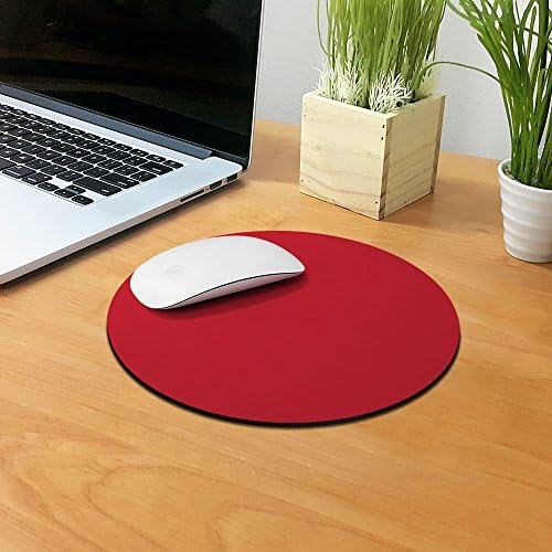 Non-Slip Round Mousepad, FINCIBO Solid Favorite Red Mouse Pad for Home, Office and Gaming Desk