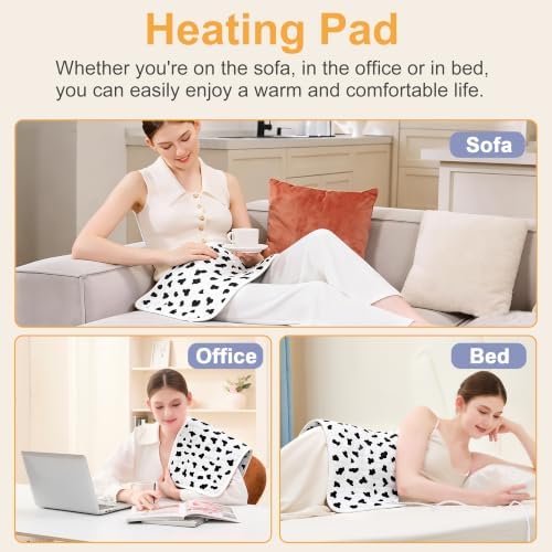 Heating Pad,Heated Blanket,Heating Pad for Back Neck,White,24x12 Inch