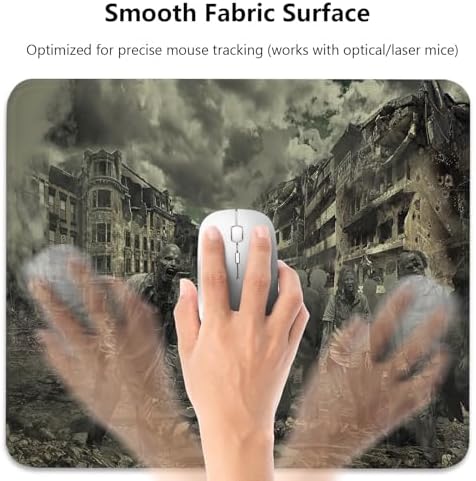 Zombie Apocalypse Ruined City Mouse Pad, Horror Halloween Dark Desk Mat