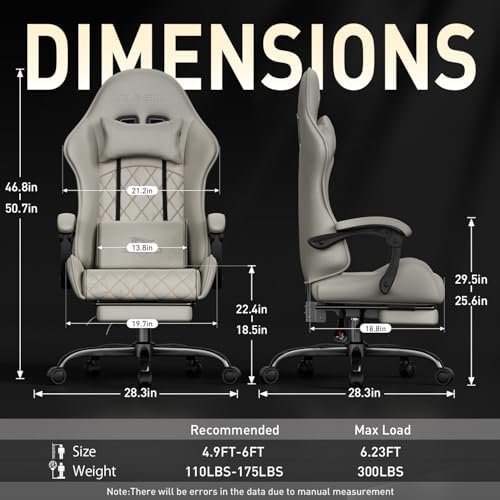 HLDIRECT Massage Recliner Gaming Chair with Footrest for Adults, Brown
