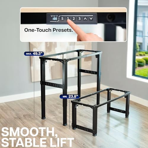 VIVO Black Premium 4-Leg Dual Motor Standing Desk Frame, DESK-E-P4B