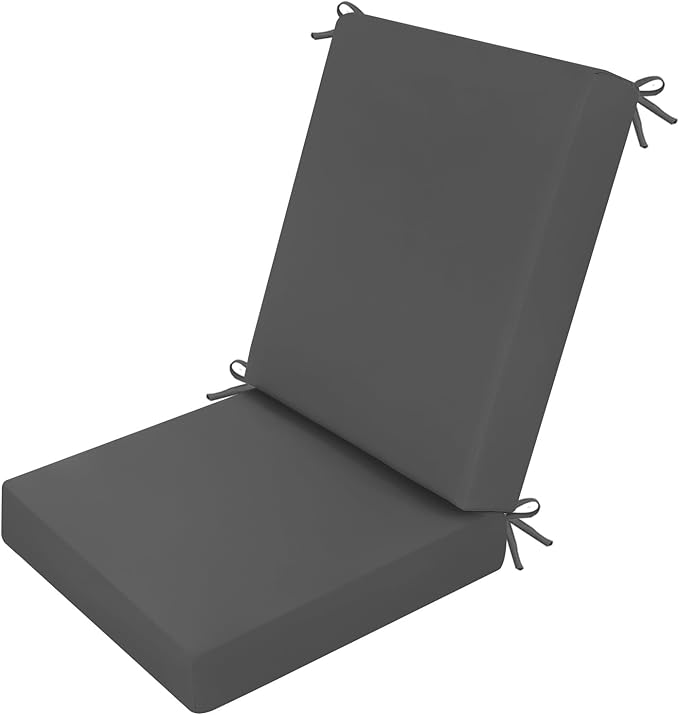 idee-home Outdoor Patio Dining Chair Cushion, High Back Density Foam Chair Cushions Seat with Removable Cover, WeatherResistant Indoor Deep