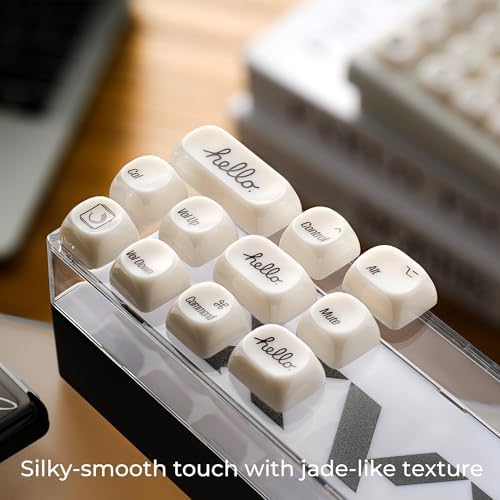 OHY Japanese Keycaps,XVX MOA Profile Minimalist Mac Style Keycap Set, Custom Cute Ceramic-Textured Keycaps for MX Switches Mechanical Keyboard-White Chocolate （Only Keycaps）