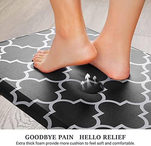 SweetFeet Kitchen Mat [2 PCS] Comfort Kitchen Rugs and Mats,Non-Skid Waterproof Anti-Fatigue Standing Floor Mats, Ergonomic Designed for Kitchen, Floor, Home, Office, Laundry, Black (17"x28"+17"x28")