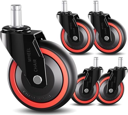 Office Chair Caster Wheels Replacement 3 Inch Roller Blade, Set of 5