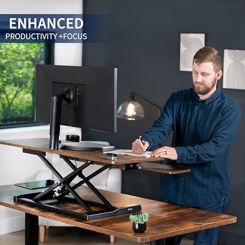 VIVO Rustic Vintage Brown 48 in Standing Desk Converter, DESK-V048KN