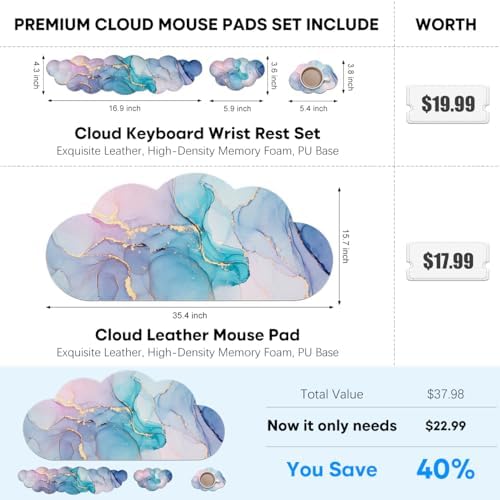 JIKIOU Ergonomic Keyboard Wrist Rest &Large Mouse Pad&Mouse Wrist & Cup Pad