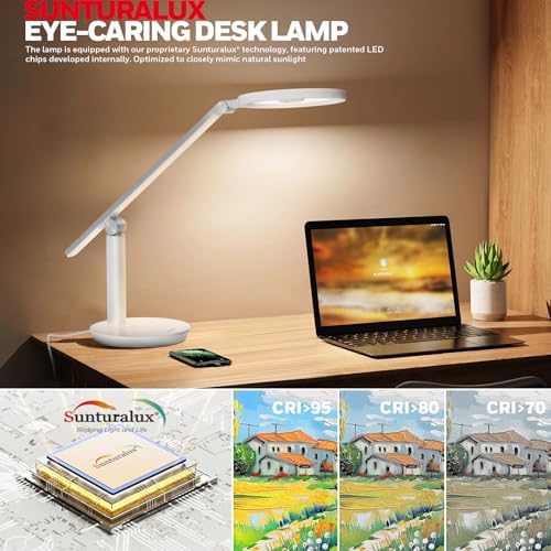 Honeywell H6 Desk Lamp for Home Office, Dimmable Reading Table Light, White