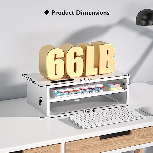 BONTEC Wooden Monitor Stand Riser for Desk, 2-Tier Computer Monitor Stand