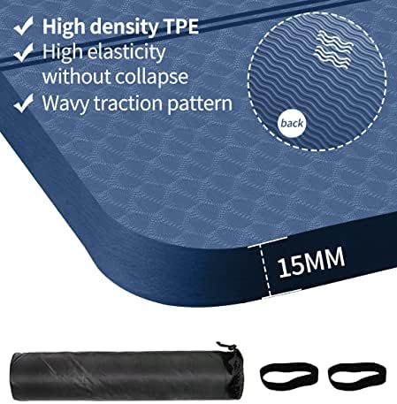 nuveti Large Exercise Mat - 15mm/20mm/30mm Thick Yoga Mat | Workout Mat for Fitness, Yoga, Pilates, Stretching & Floor Exercises for Women & Men with Free Carrying Bag