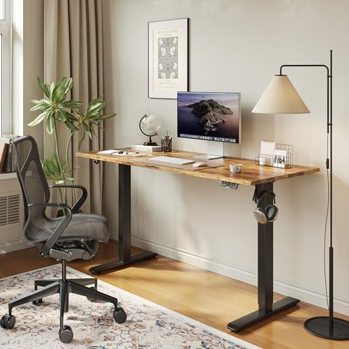 Agilestic 55*24 Inch Height Adjustable Electric Standing Desk, Rustic Brown