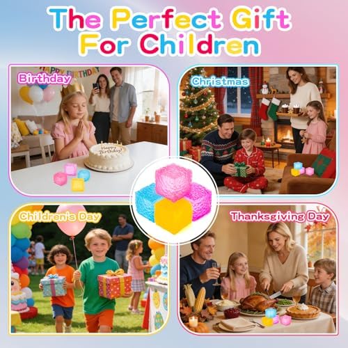 Stress Cube Squishy Ball, Large Pink Fidget Toy for Kids with Autism