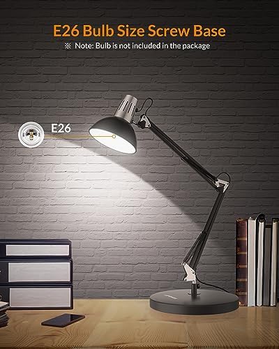 LEPOWER Metal Adjustable Desk Lamp with Clamp, Swing Arm for Home Office