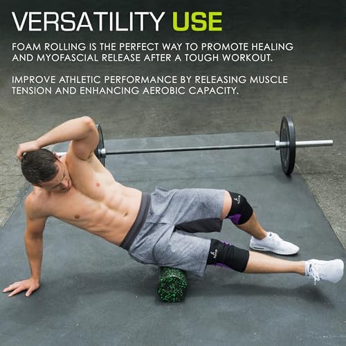 ProsourceFit High Density Foam Rollers 36 - inches long, Firm Full Body Athletic Massage Tool for Back Stretching, Yoga, Pilates, Post Workout Muscle Recuperation, Black/Green