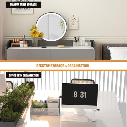 orbixa Under Desk Storage Organizer Clamp-On,Mesh Metal 3-IN-1 Desk side storage - Use on desk,under table or as a hanging wall organizer for office supplies & home& school essentials (white color)