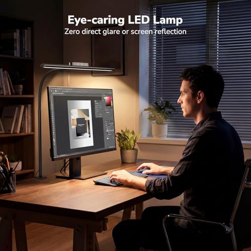 Lepro Led Desk Lamp for Home Office, Desk Light with Clamp, 11W 700LM Black