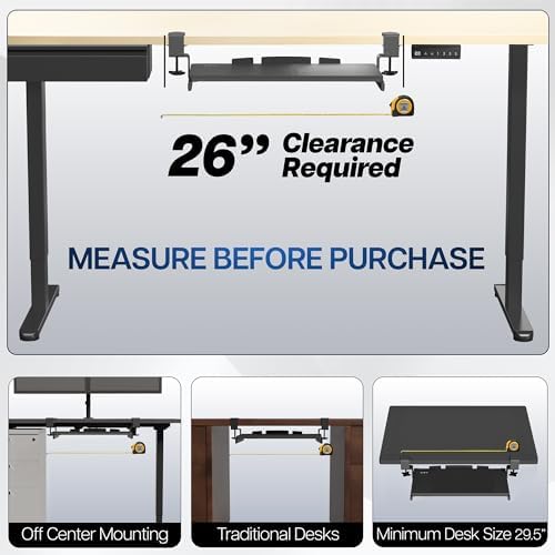 VIVO White Clamp-on 20 x 11 in Keyboard Tray, MOUNT-KB05ES-W