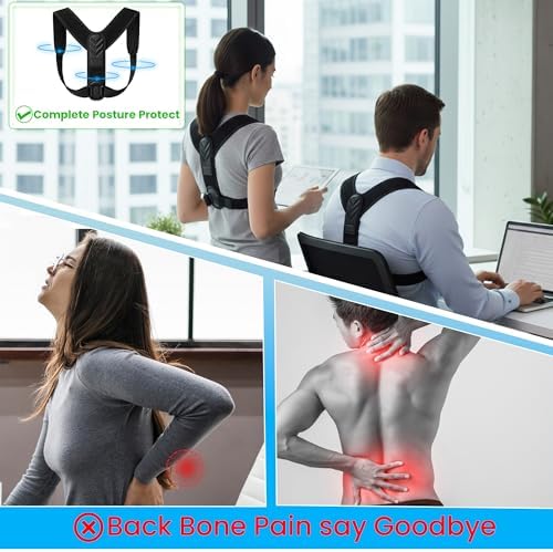 Posture Corrector for Men & Women – Adjustable Back Brace for Shoulder, Neck & Upper Back Support – Breathable, Comfortable, Invisible Under Clothing – Helps Relieve Back, Neck & Shoulder Pain - Size (Small)
