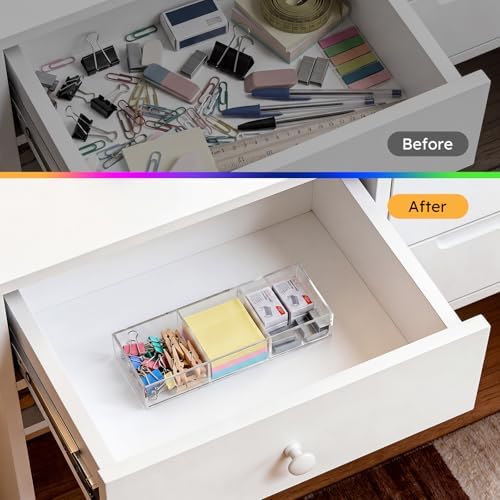 HIIMIEI 3 Section Acrylic Drawer Organizer Tray