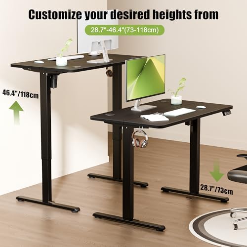 40"x24" Standing Desk, Height Adjustable Sit-Stand Home Office, Black