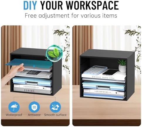 5-Tier Paper Organizer for Desk, Adjustable Mail Organizer, Black